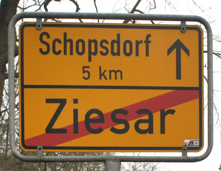 Ortsausgangschild Ziesar